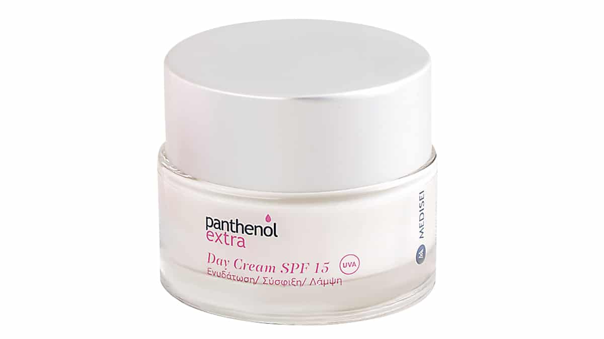 Ενυδατική κρέμα ημέρας για υγιή, λαμπερή & ενυδατωμένη επιδερμίδα και με βελτιωμένη όψη, Day Cream SPF15, Panthenol extra (στα Φαρμακεία, medisei.gr)