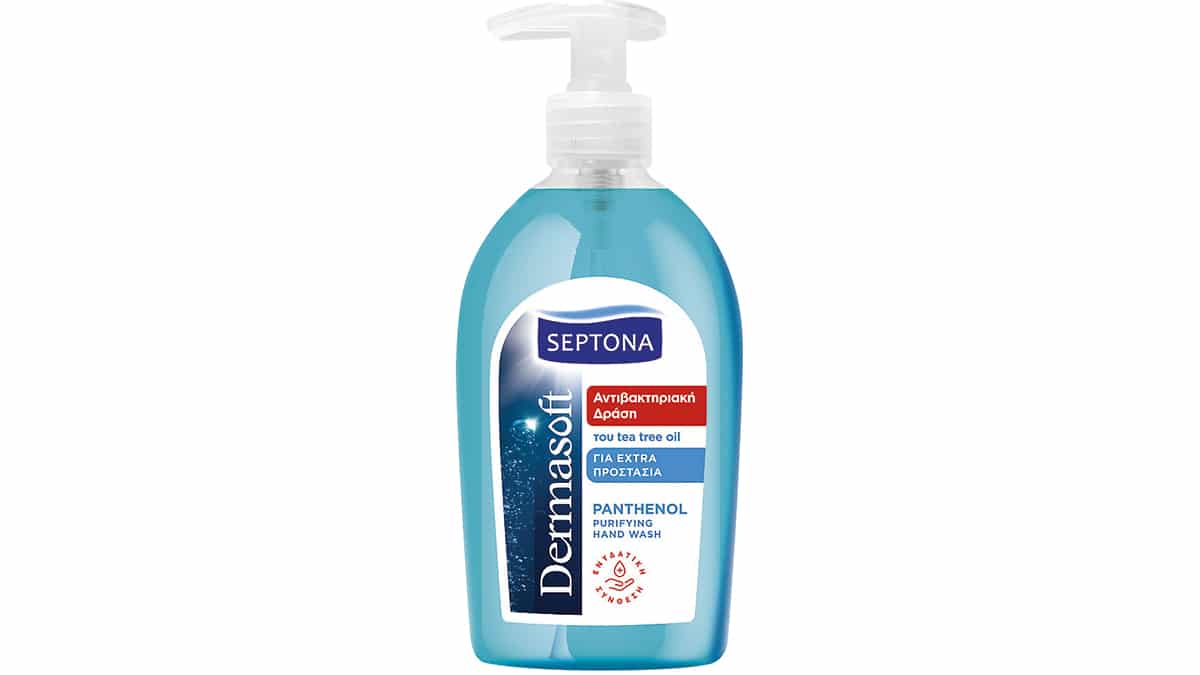 Τζελ χεριών με αντιβακτηριακή δράση, Dermasoft, Panthenol, Purifying Hand Wash, Septona