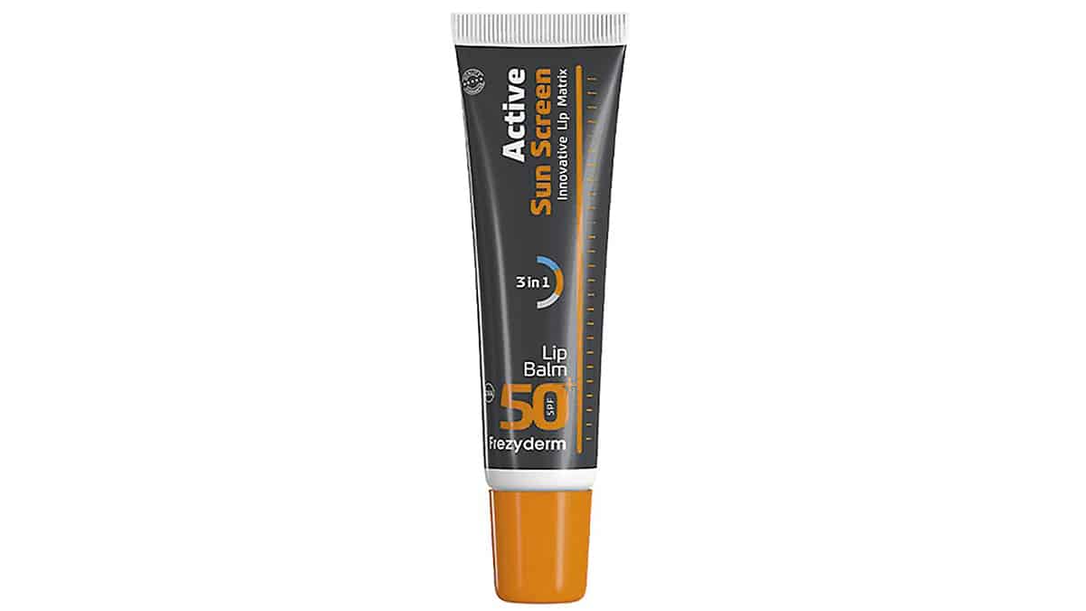 Αντηλιακή προστασία χειλιών, Active Sun Screen, Lip Balm 3 in 1, Lip Balm SPF50+, Frezyderm, €6,47 (στα Φαρμακεία)