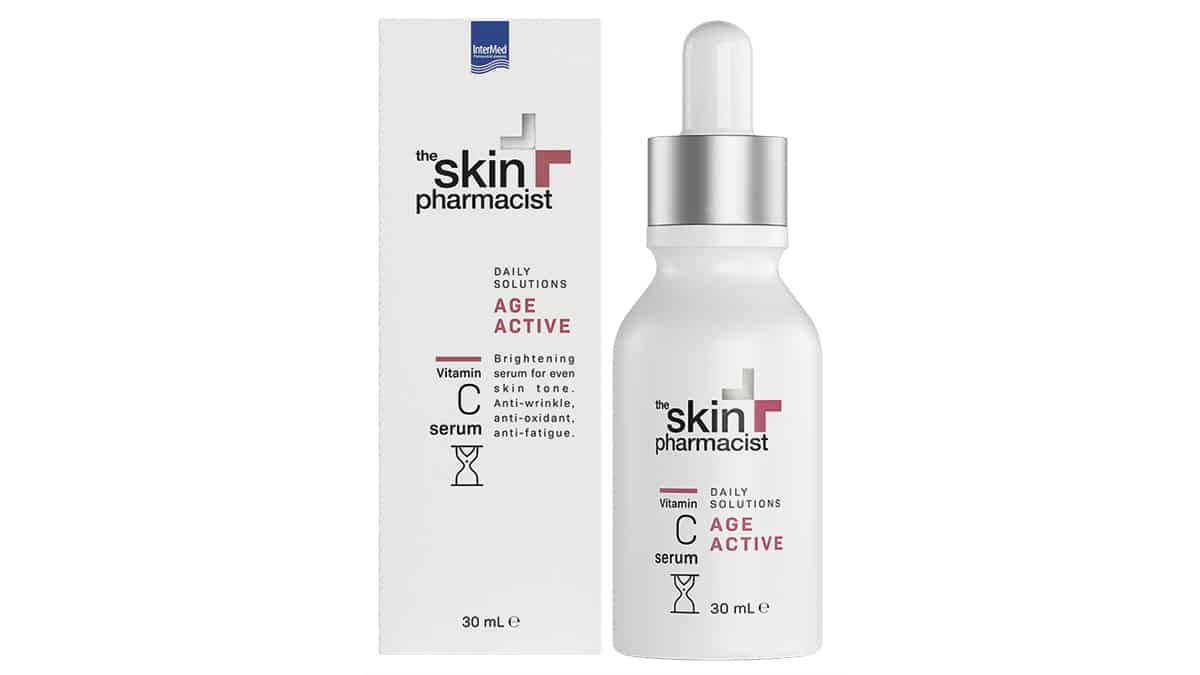 Ορός λάµψης για οµοιόµορφο τόνο, που αντιµετωπίζει τις ρυτίδες, την οξειδωτική φθορά και την κουρασµένη όψη, The Skin Pharmacist, Age Active, Vitamin C Serum, InterMed (στα Φαρµακεία από την InterMed)