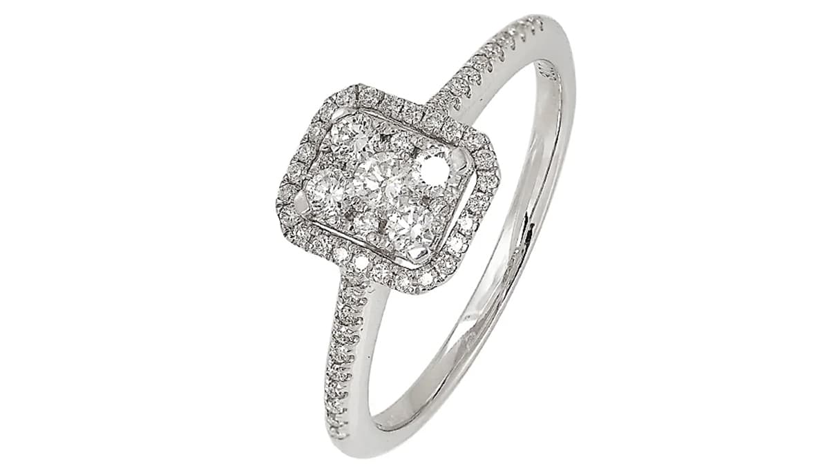 Δαχτυλίδι από λευκόχρυσο Κ18 µε µπριγιάν, Πανίδης, panidis.gr