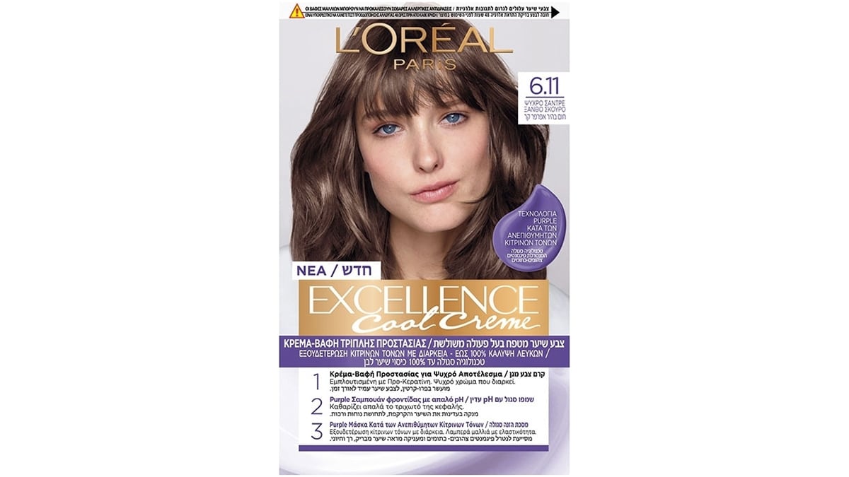Κρέμα-βαφή τριπλής προστασίας, Excellence Cool Creme 6.11 Ψυχρό σαντρέ, L'Oréal Paris, €12,48