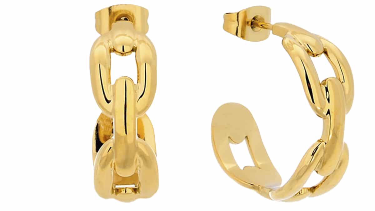 Σκουλαρίκια από ανοξείδωτο ατσάλι σε χρυσό χρώμα, Visetti, www.visetti.com