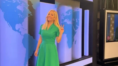 Η Μαρία Αναστασοπούλου στο πλατό του ΣΚΑΙ