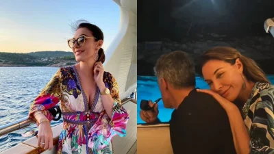 Τατιάνα Στεφανίδου: Στα 54 με σώμα 20άρας πάνω στα βράχια στο Μεγανήσι - Ξαπλωμένος σε φουσκωτό στρώμα μέσα στη θάλασσα ο Ευαγγελάτος