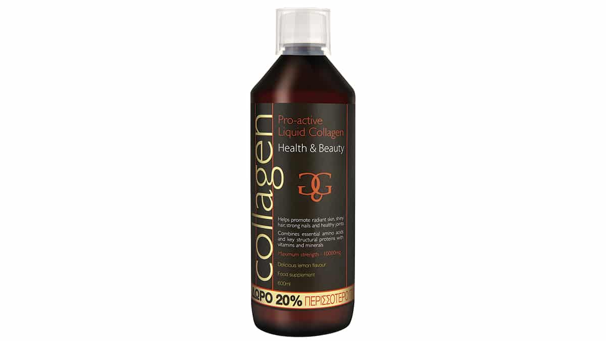 Υγρό πόσιμο κολλαγόνο με μοναδική φόρμουλα που ενεργοποιεί τον οργανισμό να παράξει φυσικό κολλαγόνο, απαραίτητο για αρθώσεις, πρόσωπο & μαλλιά, Collagen Pro-Active (στα Φαρμακεία)