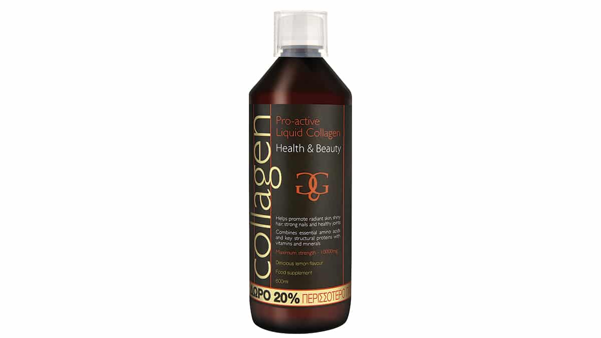 Υγρό πόσιμο κολλαγόνο με μοναδική φόρμουλα που ενεργοποιεί τον οργανισμό να παράξει φυσικό κολλαγόνο, απαραίτητο για αρθώσεις, πρόσωπο & μαλλιά, Collagen Pro-Active (στα Φαρμακεία)