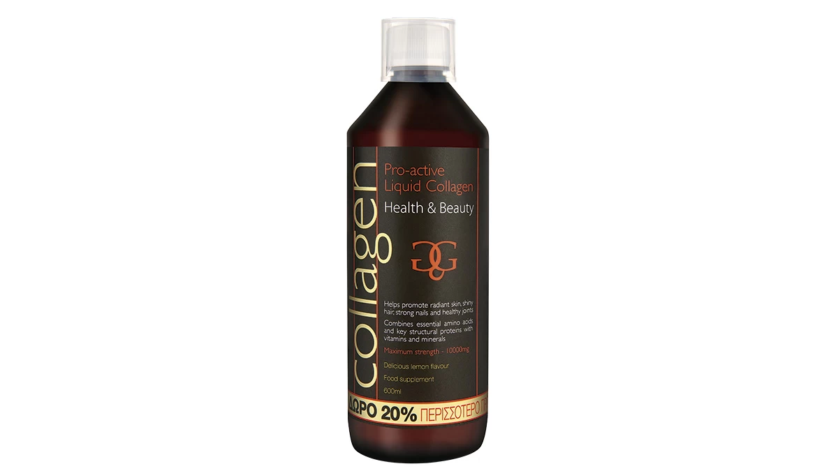 Υγρό πόσιμο κολλαγόνο με μοναδική φόρμουλα που ενεργοποιεί τον οργανισμό να παράξει φυσικό κολλαγόνο, απαραίτητο για αρθρώσεις, πρόσωπο & μαλλιά, Collagen Pro-Active (στα Φαρμακεία)