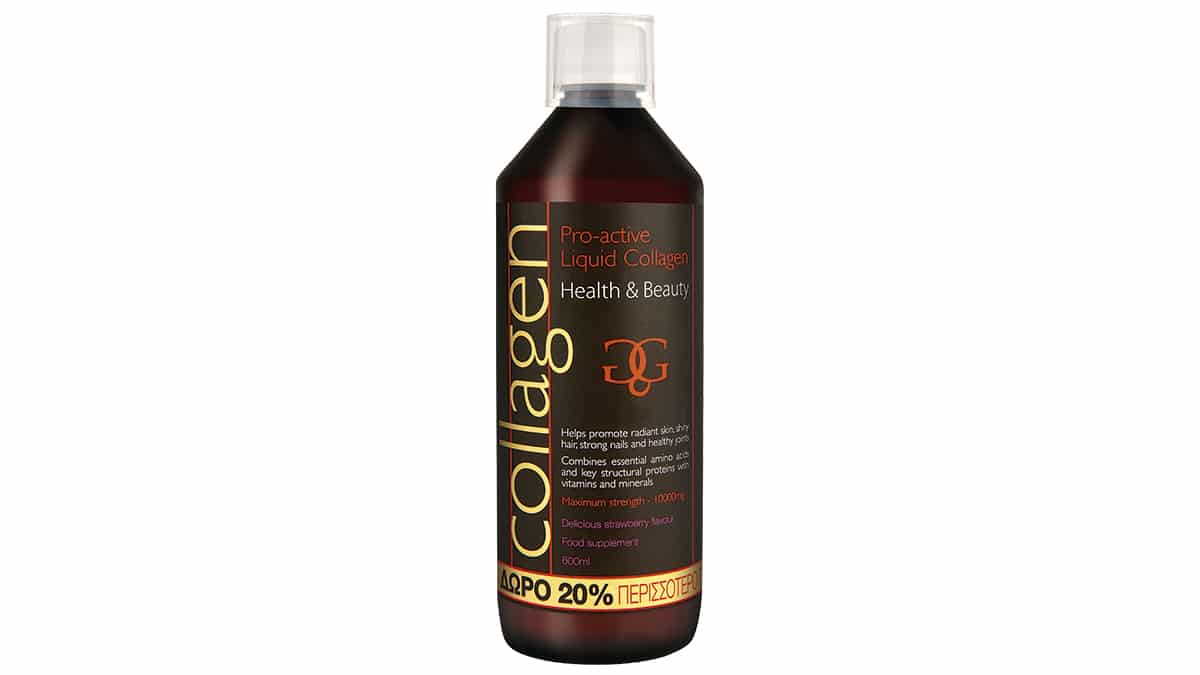 Υγρό πόσιμο κολλαγόνο με μοναδική φόρμουλα που ενεργοποιεί τον οργανισμό να παράξει φυσικό κολλαγόνο, απαραίτητο για αρθώσεις, πρόσωπο & μαλλιά, Collagen Pro-Active (στα Φαρμακεία)
