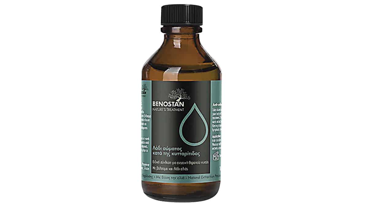 Λάδι σώματος κατά της κυτταρίτιδας, Nature's Treatment, Benostan, €21,80 (στα Φαρμακεία)