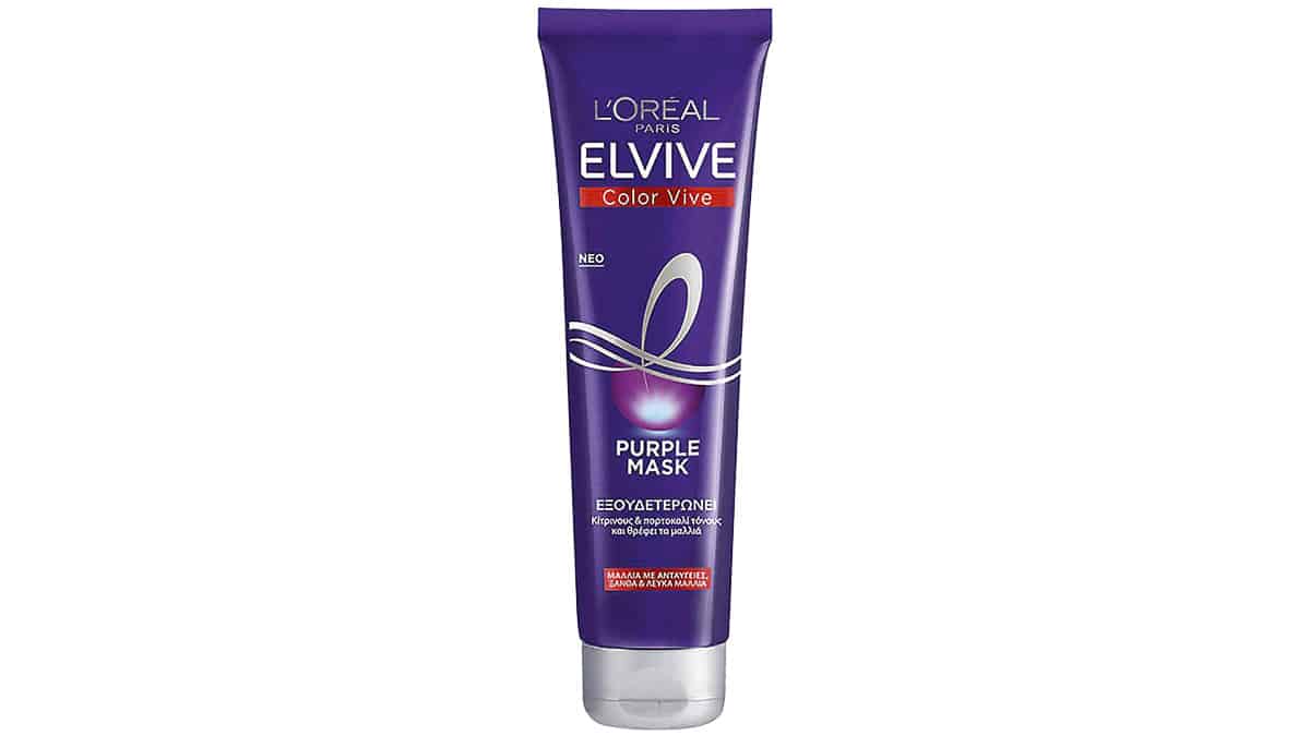 Μάσκα που εξουδετερώνει τους κίτρινους & πορτοκαλί τόνους και θρέψει τα μαλλιά, Elvive, Color Vive, Purple Mask, L'Oréal Paris, €9,84
