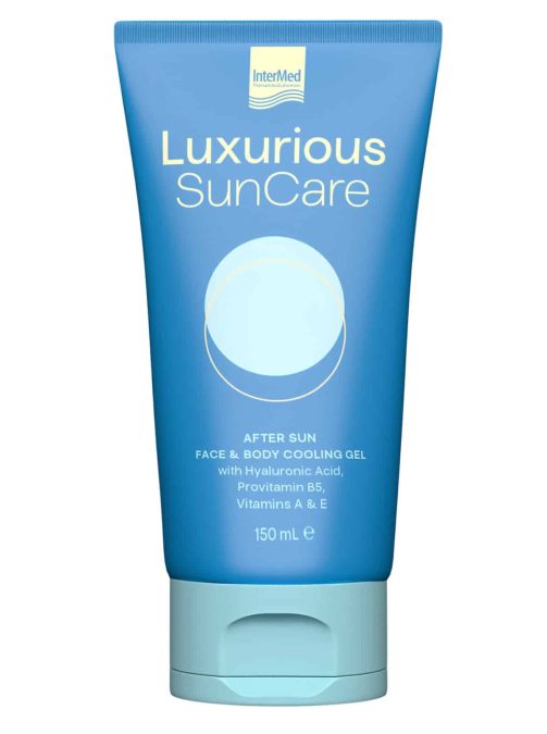 Ενυδατικό και καταπραϋντικό τζελ για μετά την έκθεση στον ήλιο, Luxurious, SunCare After Sun Face & Body Cooling gel, InterMed (σε φαρμακεία & σε επιλεγμένα καταστήματα λιανικής από την InterMed)