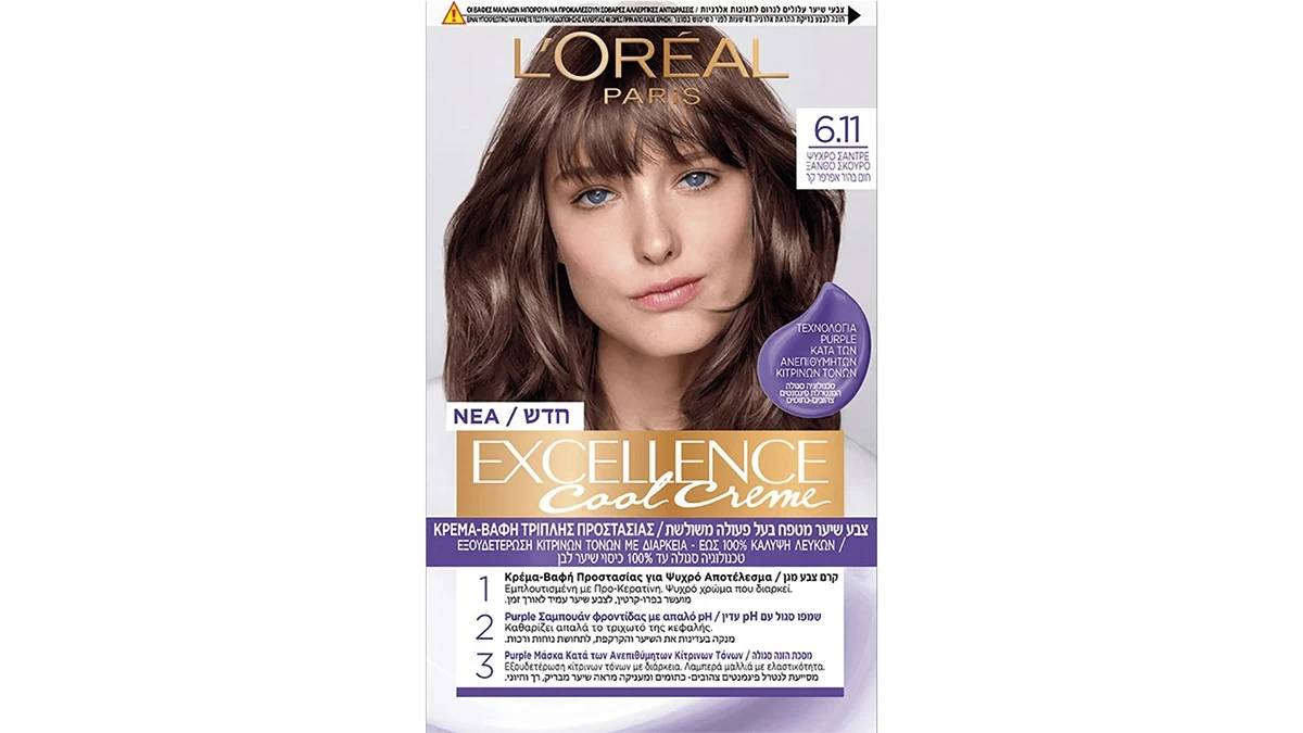 Κρέμα-βαφή τριπλής προστασίας, Excellence Cool Creme 6.11, L'Oreal Paris, €14,35