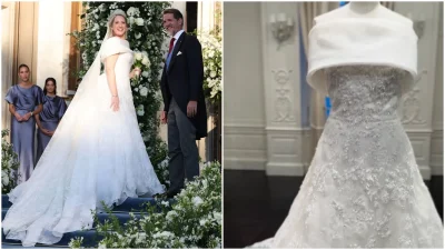 Γάμος Θεοδώρας Γλύξμπουργκ - Δείτε από απόσταση αναπνοής το κομψό νυφικό με τις στραφταλιζέ λεπτομέρειες