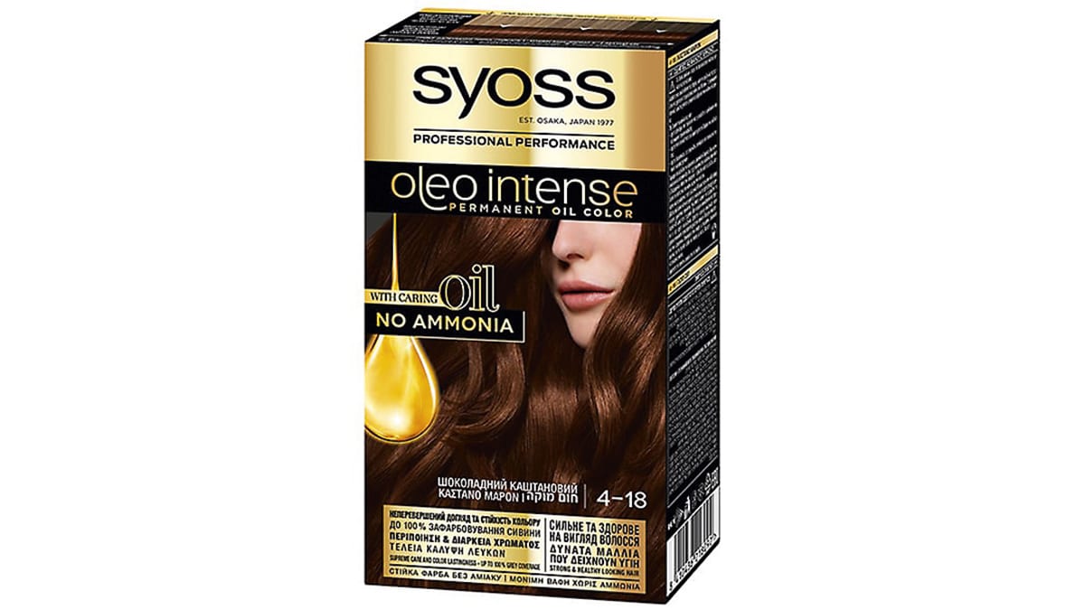 Μόνιμη κρέμα βαφή, Oleo Intense, Permanent Oil Color 4-18, Syoss, €8,07