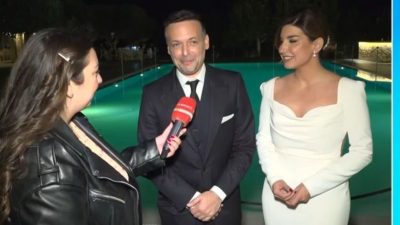 Ο Χάρη Δούκας και η Γεωργία Πολυτάνου στην δεξίωση του γάμου τους