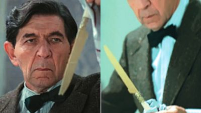 Σκηνή από το Grand hotel με το χρυσό μαχαίρι του δολοφόνου