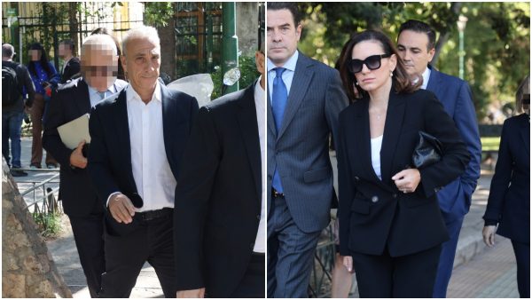 Η Όλγα Κεφαλογιάννη και ο Μίνως Μάτσας έξω από το δικαστήριο για το διαζύγιό τους