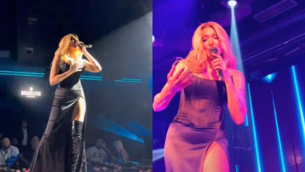 Η Αγγελική Ηλιάδη με μαύρο φόρεμα πάνω στην πίστα