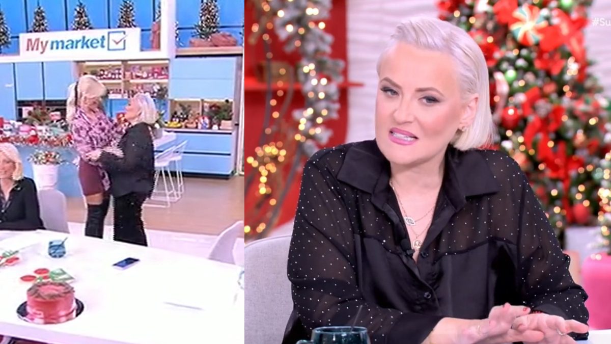Η Κατερίνα Καινούργιου και η Τζωρτζέλα Κόσιαβα στο πλατό του Super Κατερίνα αγκαλιά