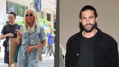 Η Κατερίνα Καινούργιου με τζιν ολόσωμο στους δρόμους της Αθήνας και ο Κωνσταντίνος Βασάλος στα μαύρα σε έξοδό του