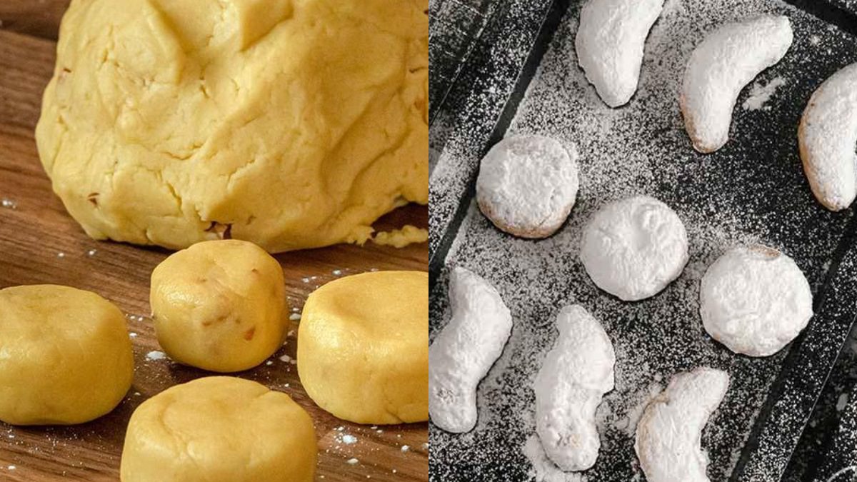 Η ζύμη για κουραμπιέδες και οι έτοιμοι με ζάχαρη άχνη