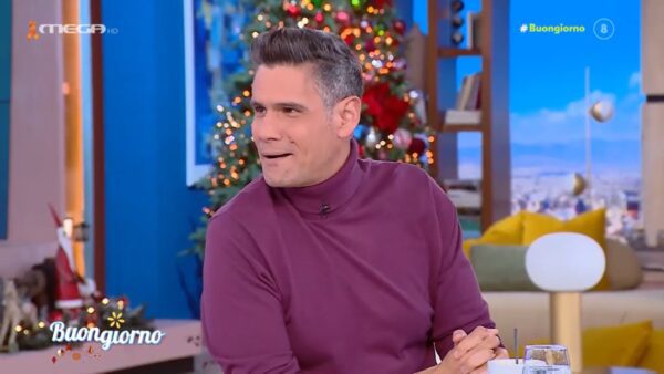 Ο Δημήτρης Ουγγαρέζος με μωβ Ζιβάγκο στο Buongiorno