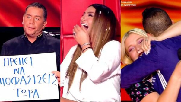 Ο Μαζωνάκης, η Παπαρίζου και ο Μουζουράκης αγκαλιά με διαγωνιζόμενη του The Voice
