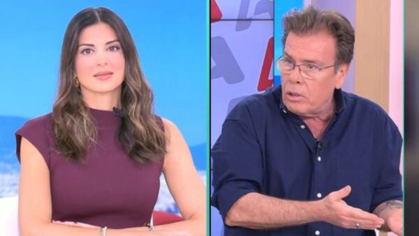 Η Σταματίνα Τσιμτσιλή και ο Δημήτρης Παπανώτας στο πλατό του Happy Day