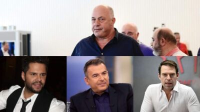 Ο Αχιλλές Μπέος με τον Γιώργο Λιάγκα, τον Τσαλίκη και τον Κασσελάκη