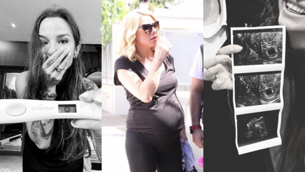 Η Εριέττα Κούρκουλου με το τεστ εγκυμοσύνης και η Κατερίνα Καραβάτου με φουσκωμένη κοιλίτσα