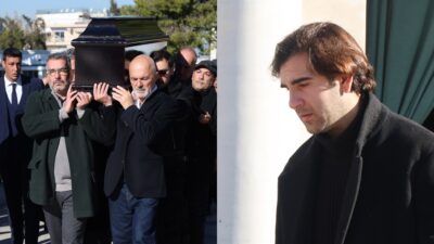 Ο Δημήτρης Φιλιππίδης στην κηδεία του Δημήτρη Ήμελλου