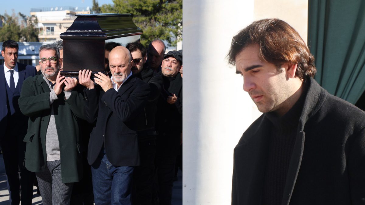 Ο Δημήτρης Φιλιππίδης στην κηδεία του Δημήτρη Ήμελλου