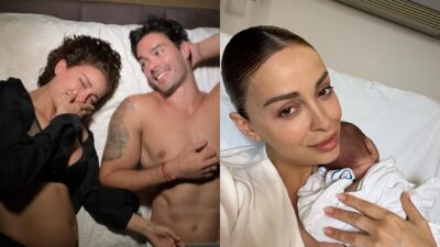 Η Ελένη Φουρέιρα και ο Αλμπέρτο Μποτία με το παιδί της