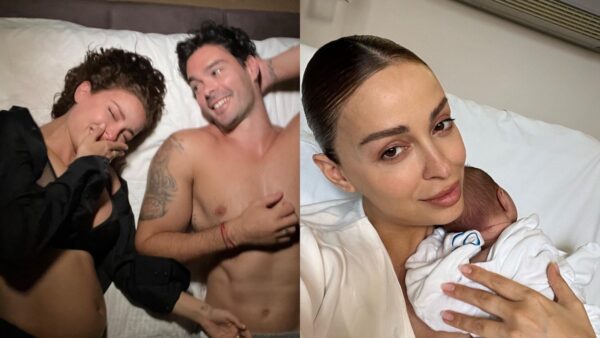 Η Ελένη Φουρέιρα και ο Αλμπέρτο Μποτία με το παιδί της