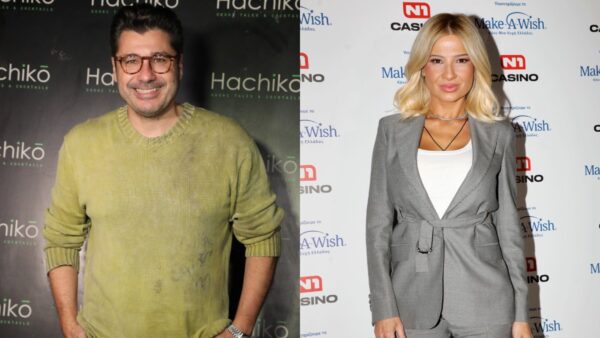 Ο Λάμπρος Κωνσταντάρας και η Φαίη Σκορδά.