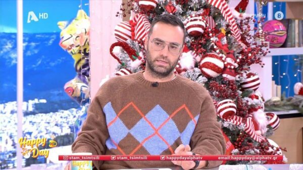 Ο Κώστας Φραγκολιάς στο πλατό του Happy Day