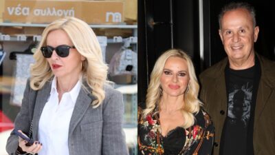 Η Μαρία Μπεκατώρου για ψώνια (αριστερά), η Μαρία Μπεκατώρου με τον σύζυγό της (δεξιά)