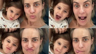 Η Ελεονώρα Μελέτη κάνει γκριμάτσες με την κόρη της