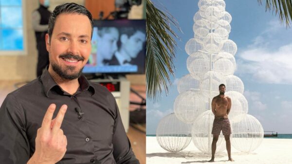 Ο Πέτρος Κουσουλός στο πλατό της εκπομπής του (αριστερά), ο Πέτρος Κουσουλός σε διακοπές του στο εξωτερικό (δεξιά)