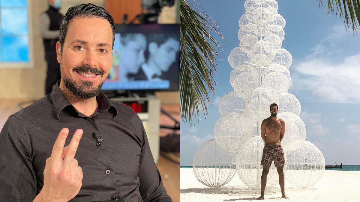 Ο Πέτρος Κουσουλός στο πλατό της εκπομπής του (αριστερά), ο Πέτρος Κουσουλός σε διακοπές του στο εξωτερικό (δεξιά)