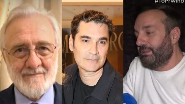 Ο Γιάννης Σμαραγδής, Αλέξης Μίχας και ο Χριστόφορος Παπακαλιάτης (κολαζ)