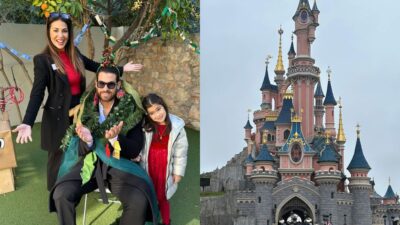 Η Ελένη Χατζίδου με τον Ετεοκλή Παύλου και την κόρη τους και η Disneyland