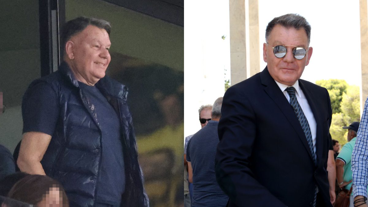 Ο Αλέξης Κούγιας στο γήπεδο και με κοστούμι και γυαλιά σε διαφορετική έξοδο