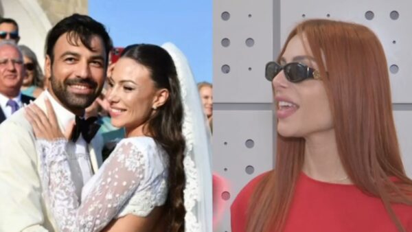 Η Ελευθερία Ελευθερίου και ο Ανδρέας Γεωργίου στο γάμο του