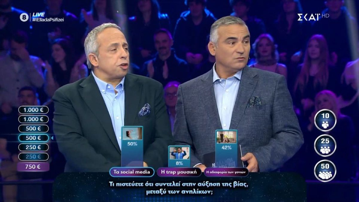 Ο Γιάννης Ντσούνος και ο Χρήστος Κούτρας στην εκπομπή "Η Ελλάδα ψηφίζει"