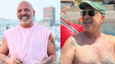 Ο Νίκος Μουτσινάς διακοπές κια ο Φώτης Σεργουλόπουλος στην παραλία