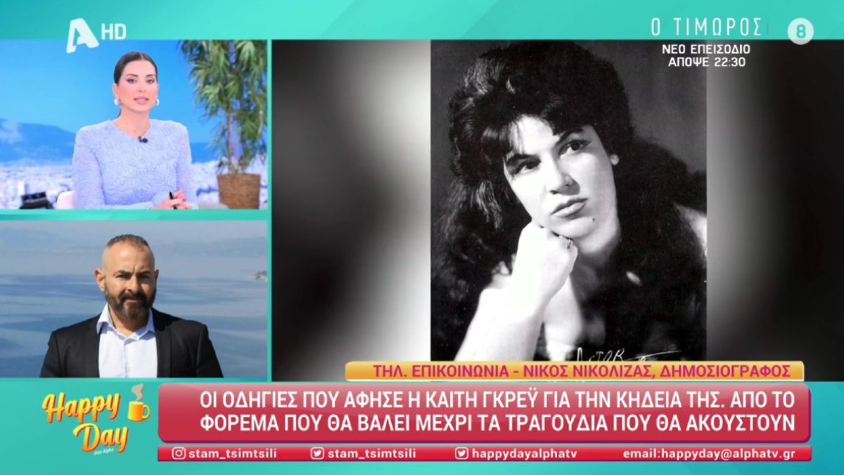 Ο Νίκος Νικόλιζας στο Happy Day για την Καίτη Γκρέυ