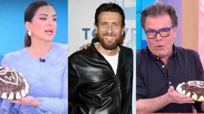 Η Τσιμτσιλή και ο Παπανώτας κρατάνε τοις τούρτρες που έςστειλε ο Θανάσδης Πάτρας για την γιορτή του