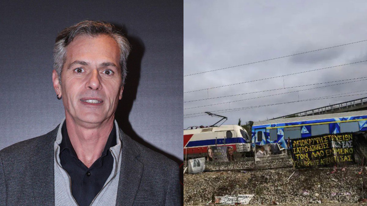 Ο Μάριος Αθανασίου και φωτογραφία από το δυστύχημα των Τεμπών